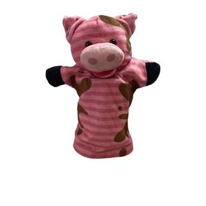 Hand Puppet Educational Soft Plush Toy Happy Pink Pig Gift for‎ kids 8"